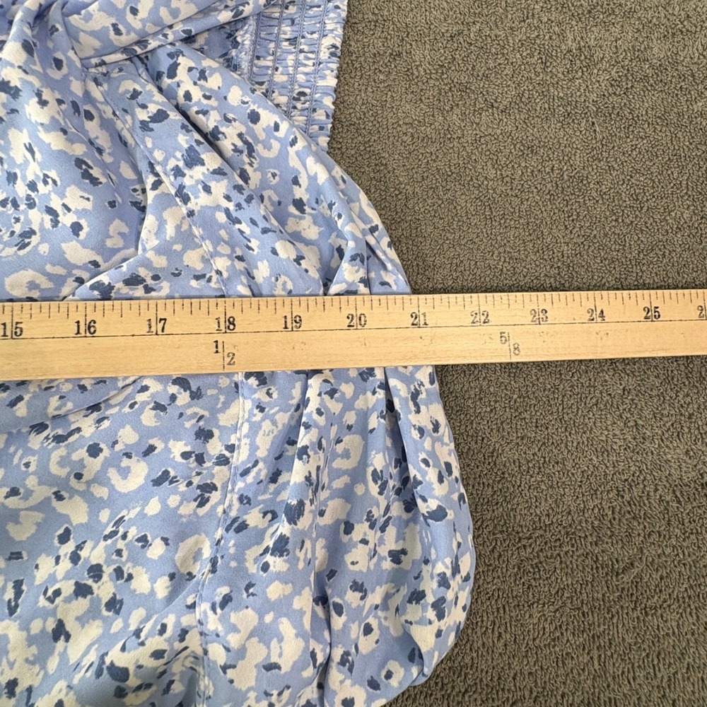 Abercrombie & Fitch Blouse Womens XXL Blue Floral Twist Front Balloon Sleeve Top - Picture 9 of 10